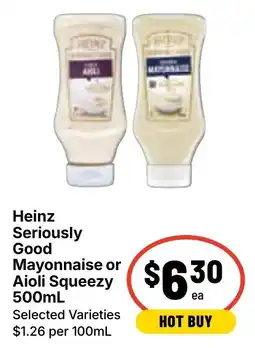 Ritchies Heinz Seriously Good Mayonnaise or Aioli Squeezy offer