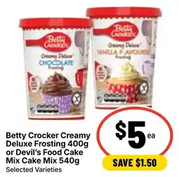Ritchies Betty Crocker Creamy Deluxe Frosting or Devil's Food Cake Mix Cake Mix offer