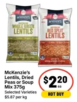 Ritchies McKenzies Lentils Dried Peas or Soup Mix offer