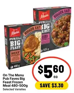 Ritchies On The Menu Pub Faves Big Feast Frozen Meal offer