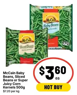 Ritchies McCain Baby Beans Sliced Beans or Super Juicy Corn Kernels offer