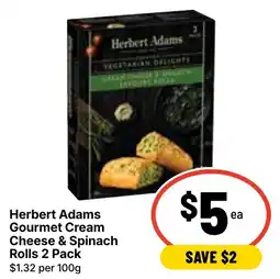 Ritchies Herbert Adams Gourmet Cream Cheese & Spinach Rolls offer