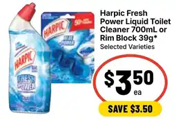 Ritchies Harpic Fresh Power Liquid Toilet Cleaner or Rim Block offer