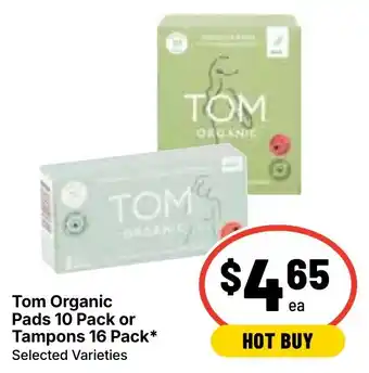 Ritchies Tom Organic Pads or Tampons offer