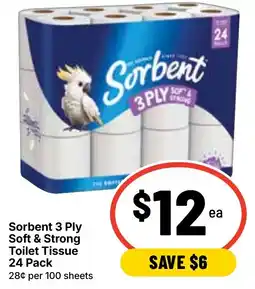Ritchies Sorbent 3 Ply Soft & Strong Toilet Tissue offer