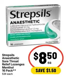 Ritchies Strepsils Anaesthetic Sore Throat Relief Lozenges Menthol offer