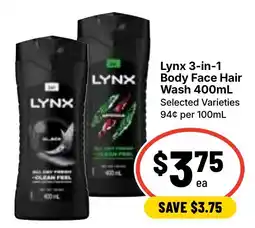 Ritchies Lynx 3 in 1 Body Face Hair Wash offer