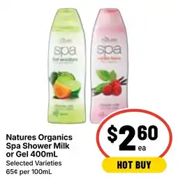Ritchies Natures Organics Spa Shower Milk or Gel offer