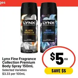 Ritchies Lynx Fine Fragrance Collection Premium Body Spray offer