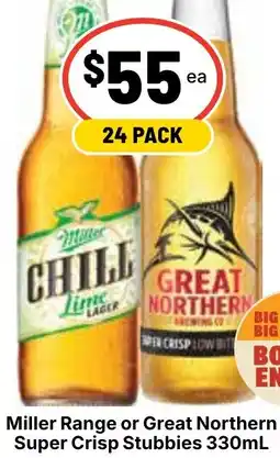 Ritchies Miller Range or Great Northern Super Crisp Stubbies offer