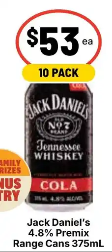 Ritchies Jack Daniels 4.8% Premix Range Cans offer