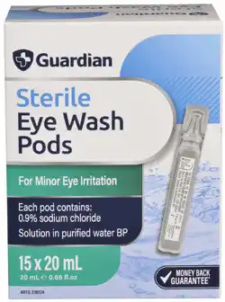 Amcal Pharmacies Guardian Sterile Eye Wash Pod 20mL offer