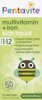 Amcal Pharmacies Pentavite Multivitamin + Iron Kids Liquid Lemon Lime offer