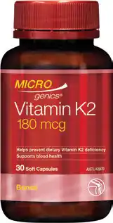 Amcal Pharmacies Microgenics Vitamin K2 180mcg 30 Soft Capsules offer