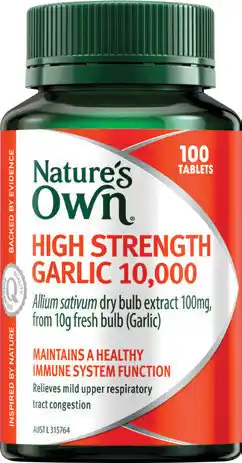Amcal Pharmacies Nature’s Own High Strength Garlic 10000mg 100 Tablets offer