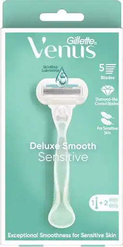 Priceline Gillette Venus Deluxe Smooth Sensitive Razor 1 Handle + 2 Blade Refills 3 Piece Set offer