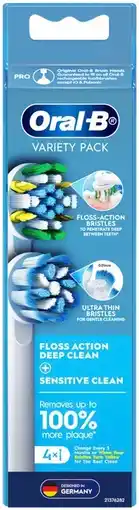 Priceline Oral-B Floss Action Deep Clean + Sensitive Clean Variety Pack Replacement Brush Heads White offer