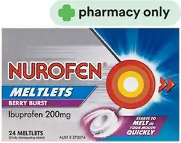 Priceline Nurofen Meltlets Berry Burst Ibuprofen 200mg 24 Tablets offer