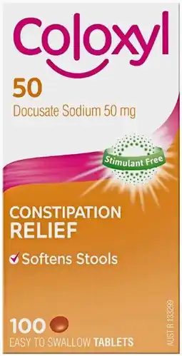 Priceline Coloxyl 50 Docusate Sodium 50mg Constipation Relief 100 Tablets offer
