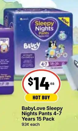 Ritchies BabyLove Sleepy Nights Pants 4-7 Years offer