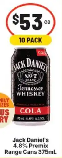 Supa Valu Jack Daniels 4.8% Premix Range Cans offer