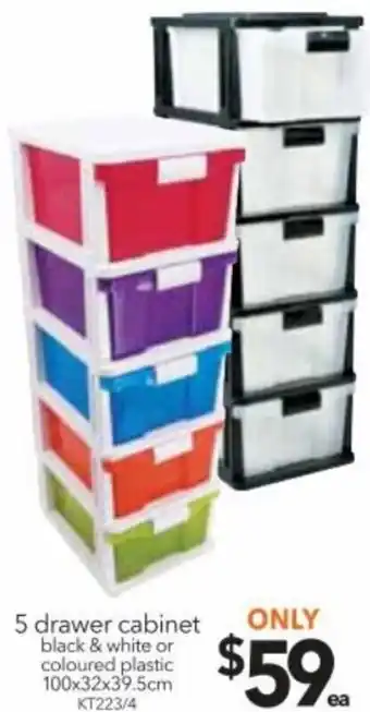 Cheap as Chips 5 Drawer Cabinet Black & White offer