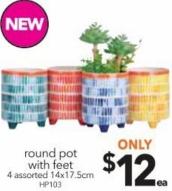 Cheap as Chips Round Pot With Feet offer
