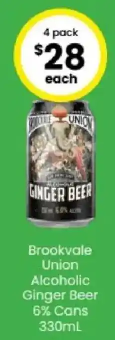 Brookvale Union Alcoholic Ginger Beer 6% Cans