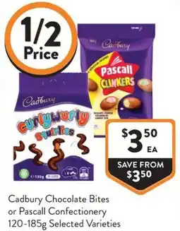 Foodworks Cadbury Chocolate Bites or Pascall Confectionery offer