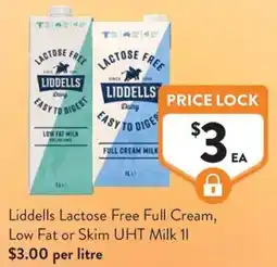 IGA Liquor Liddells Lactose Free Full Cream, Low Fat or Skim UHT Milk offer