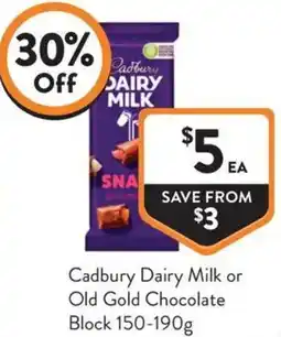 IGA Liquor Cadbury Dairy Milk or Old Gold Chocolate Block offer