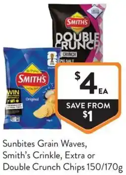 IGA Liquor Sunbites Grain Waves, Smith's Crinkle, Extra or Double Crunch Chips offer