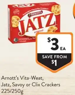 IGA Liquor Arnott's Vita-Weat, Jatz, Savoy or Clix Crackers offer