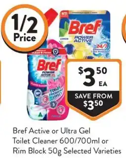IGA Liquor Bref Active or Ultra Gel Toilet Cleaner or Rim Block offer