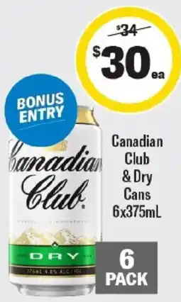 Liquorland Canadian Club Club & Dry Cans offer