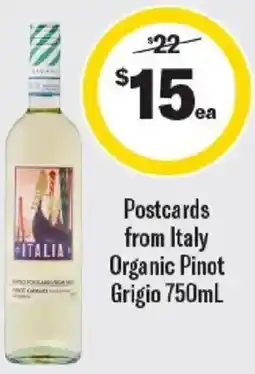 Liquorland Postcards from Italy Organic Pinot Grigio offer