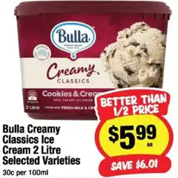 CORNETTS Bulla Creamy Classics Ice Cream offer