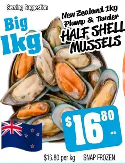Farmer Jack's half shell mussels offer