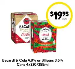 Drakes Bacardi & Cola 4.8% or Billsons 3.5% Cans offer