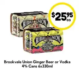 Drakes Brookvale Union Ginger Beer or Vodka 4% Cans offer