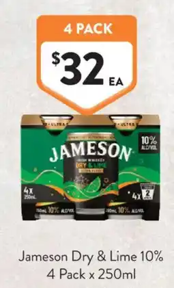 Foodworks Jameson Dry & Lime 10% offer