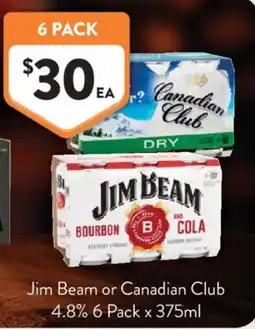 Foodworks Jim Beam or Canadian Club 4.8% offer