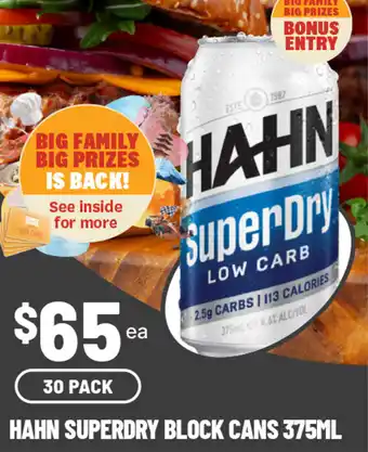IGA Liquor Hahn superdry block cans offer