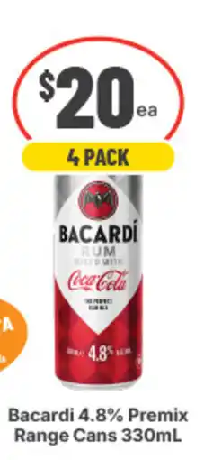 IGA Liquor Bacardi 4.8% Premix Range Cans offer
