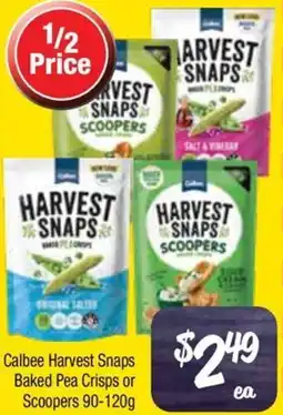 Farmer Jack's Calbee Harvest Snaps Baked Pea Crisps or Scoopers offer