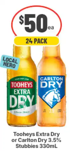 IGA Liquor Tooheys Extra Dry or Carlton Dry 3.5% Stubbies offer