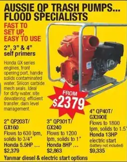 Aussie Pumps Aussie qp trash pumps flood specialists offer
