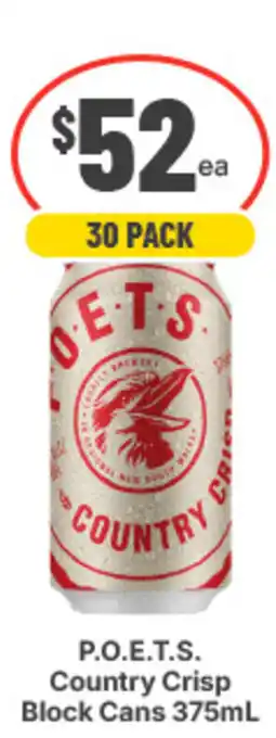 IGA Liquor P.O.E.T.S. Country Crisp Block Cans offer