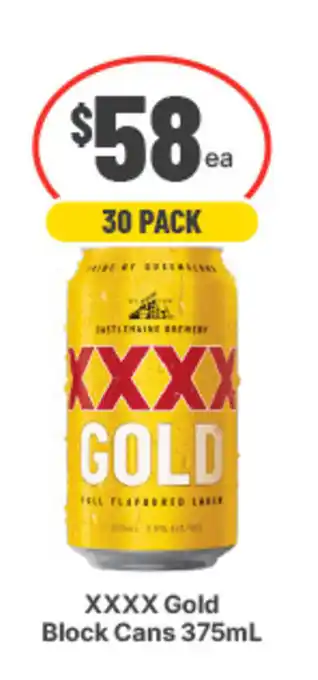 IGA Liquor XXXX Gold Block Cans offer