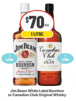 IGA Liquor Jim Beam White Label Bourbon or Canadian Club Original Whisky offer